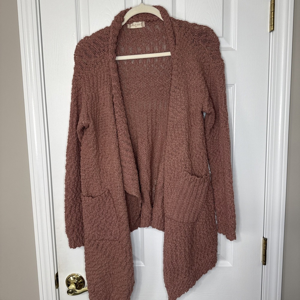 Altar'd State Dusty Rose Pink Chunky Knit Open Cardigan Cozy Boho M/L